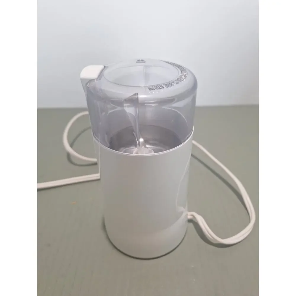 Mr Coffee IDS55 Electric Coffee Bean Grinder White 4-12 Cup Blade Mill Clear Lid
